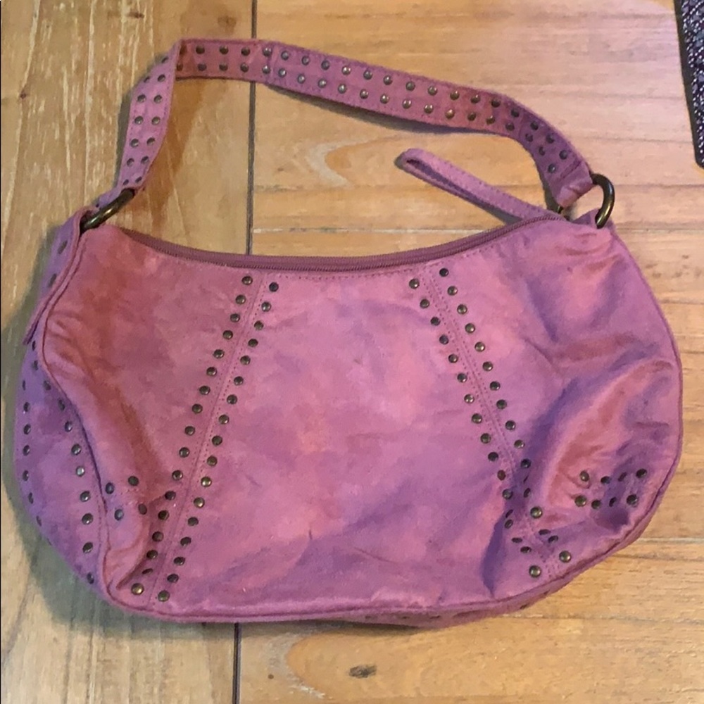 Pink Suede Shoulder Strap Purse